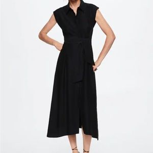 NWT Mango flowy black collared dress